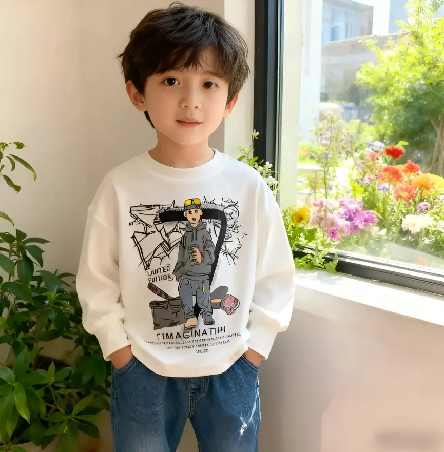 Kids Long Sleeve Graphic T-Shirt Black Cotton Boys 2025 — feature 6