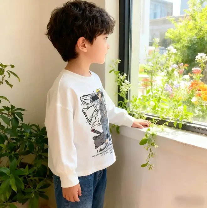Kids Long Sleeve Graphic T-Shirt Black Cotton Boys 2025 — feature 7