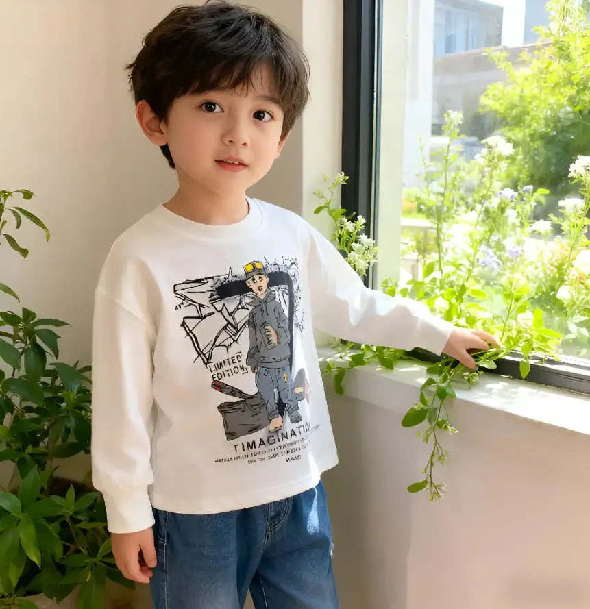 Kids Long Sleeve Graphic T-Shirt Black Cotton Boys 2025 — feature 8