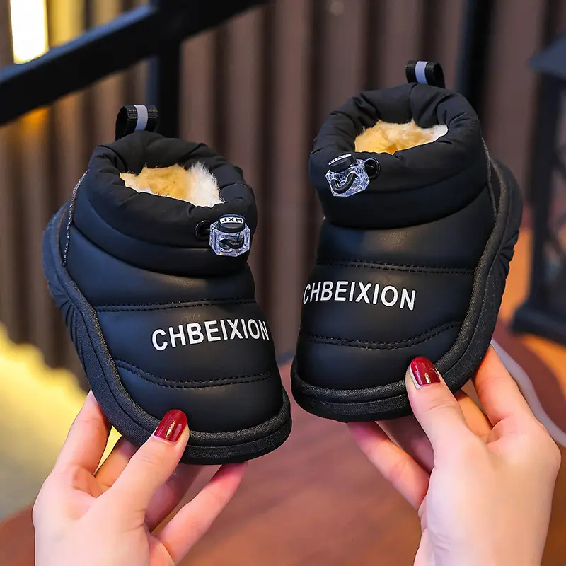 Black Floral Embellished Baby Slippers Winter Warm