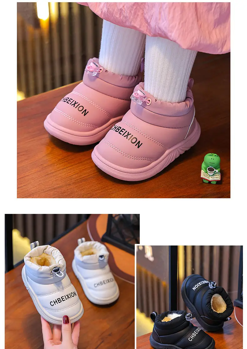 Black Floral Embellished Baby Slippers Winter Warm — feature 15