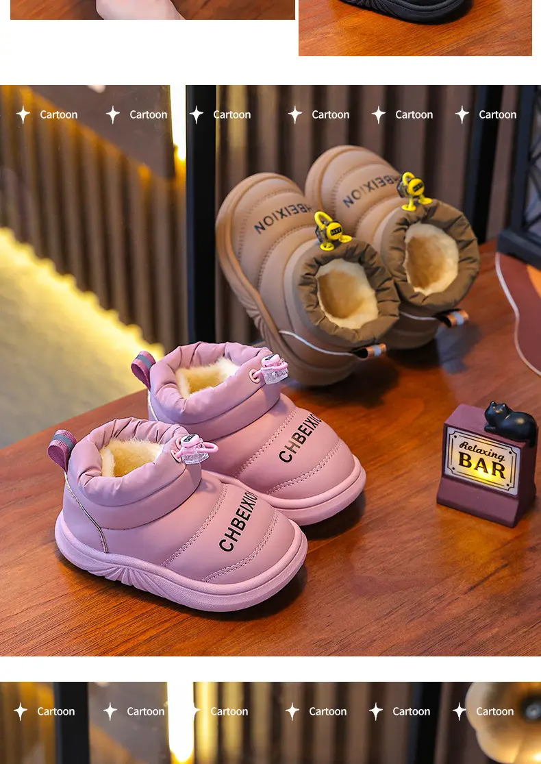 Black Floral Embellished Baby Slippers Winter Warm — feature 16