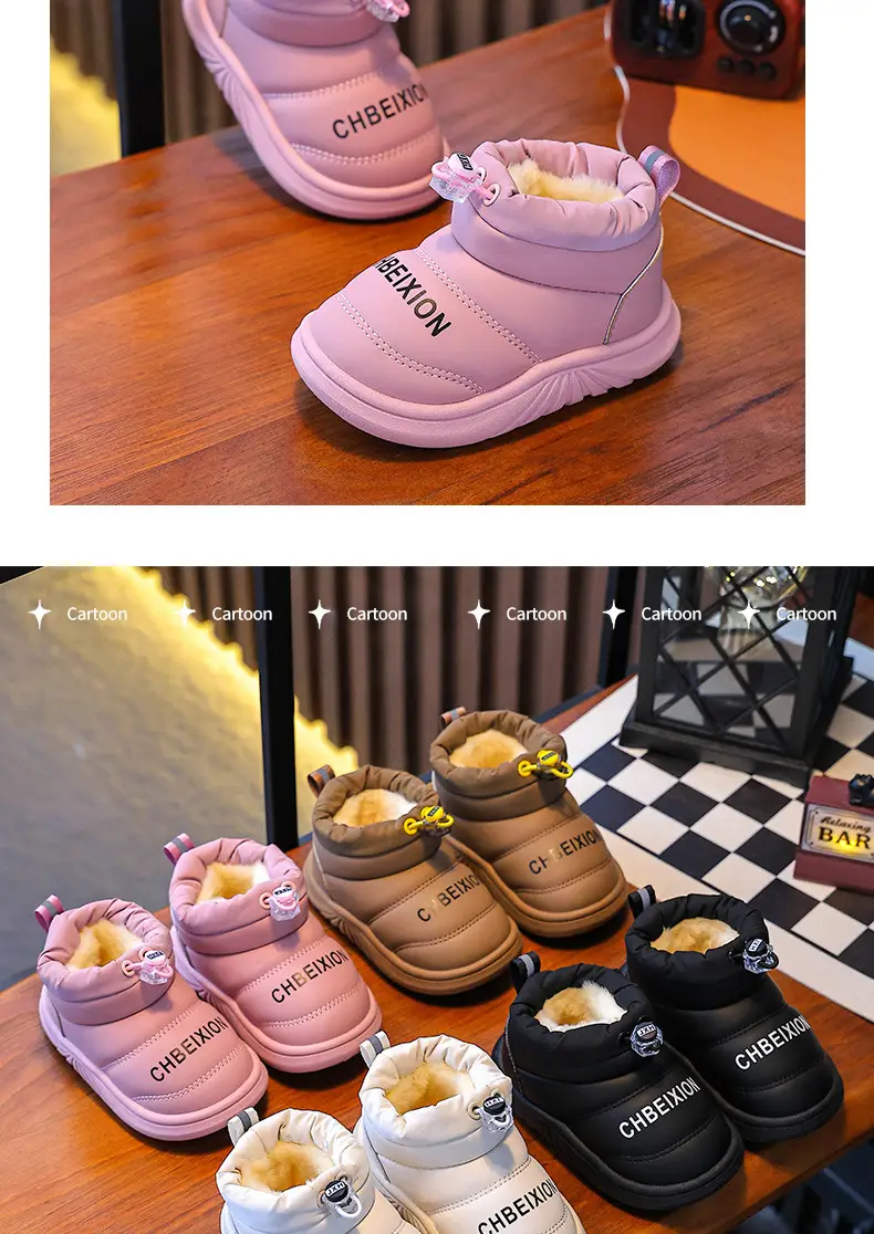 Black Floral Embellished Baby Slippers Winter Warm — feature 19
