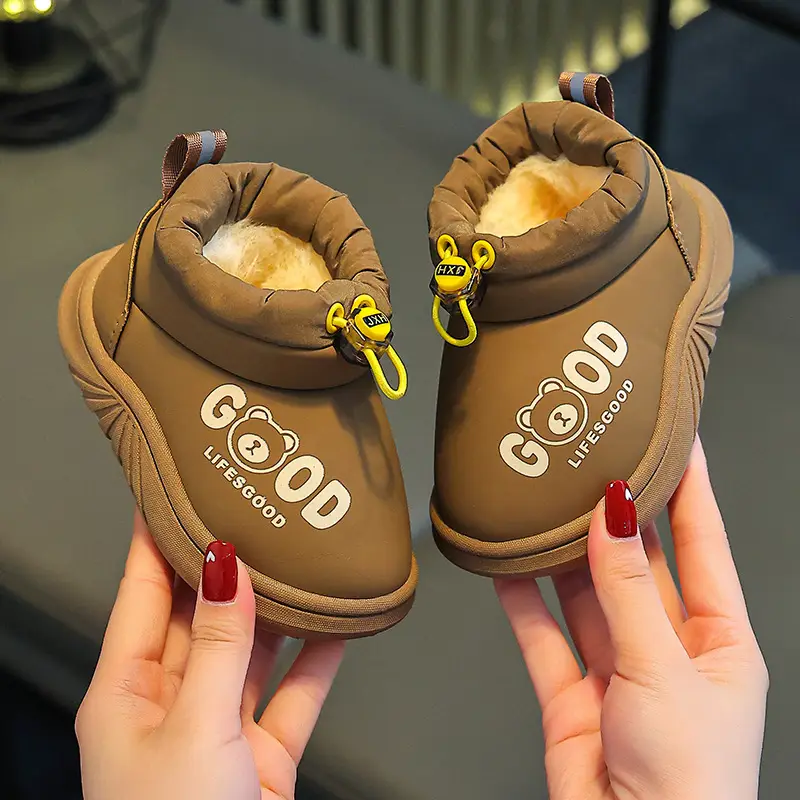 Black Floral Embellished Baby Slippers Winter Warm