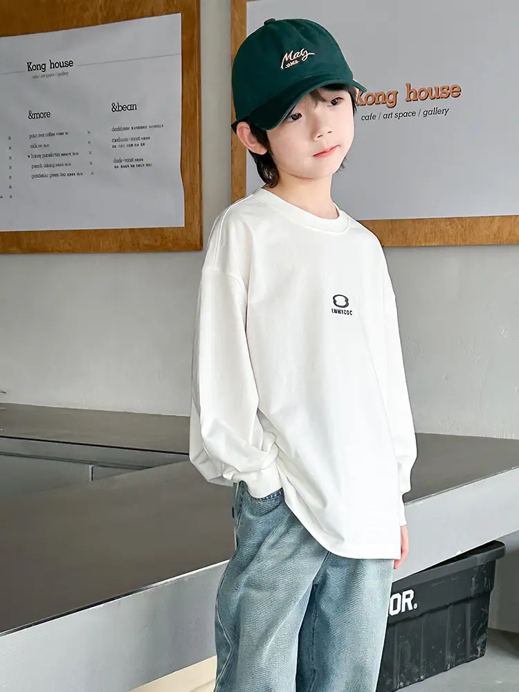 Boys Long Sleeve T-Shirt White Spring Autumn 2025 - Image 3