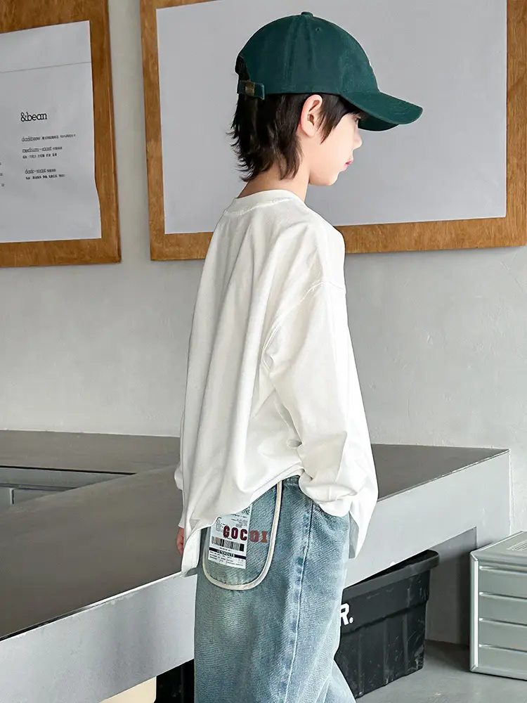 Boys Long Sleeve T-Shirt White Spring Autumn 2025 - Image 5