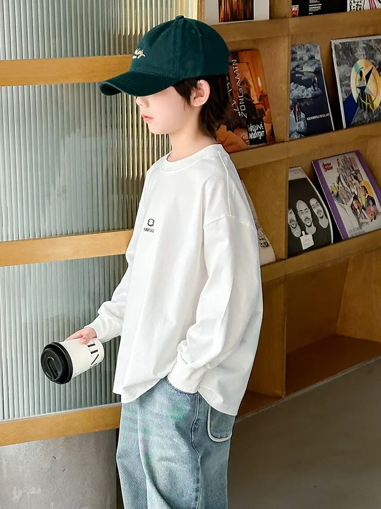 Boys Long Sleeve T-Shirt White Spring Autumn 2025 - Image 6