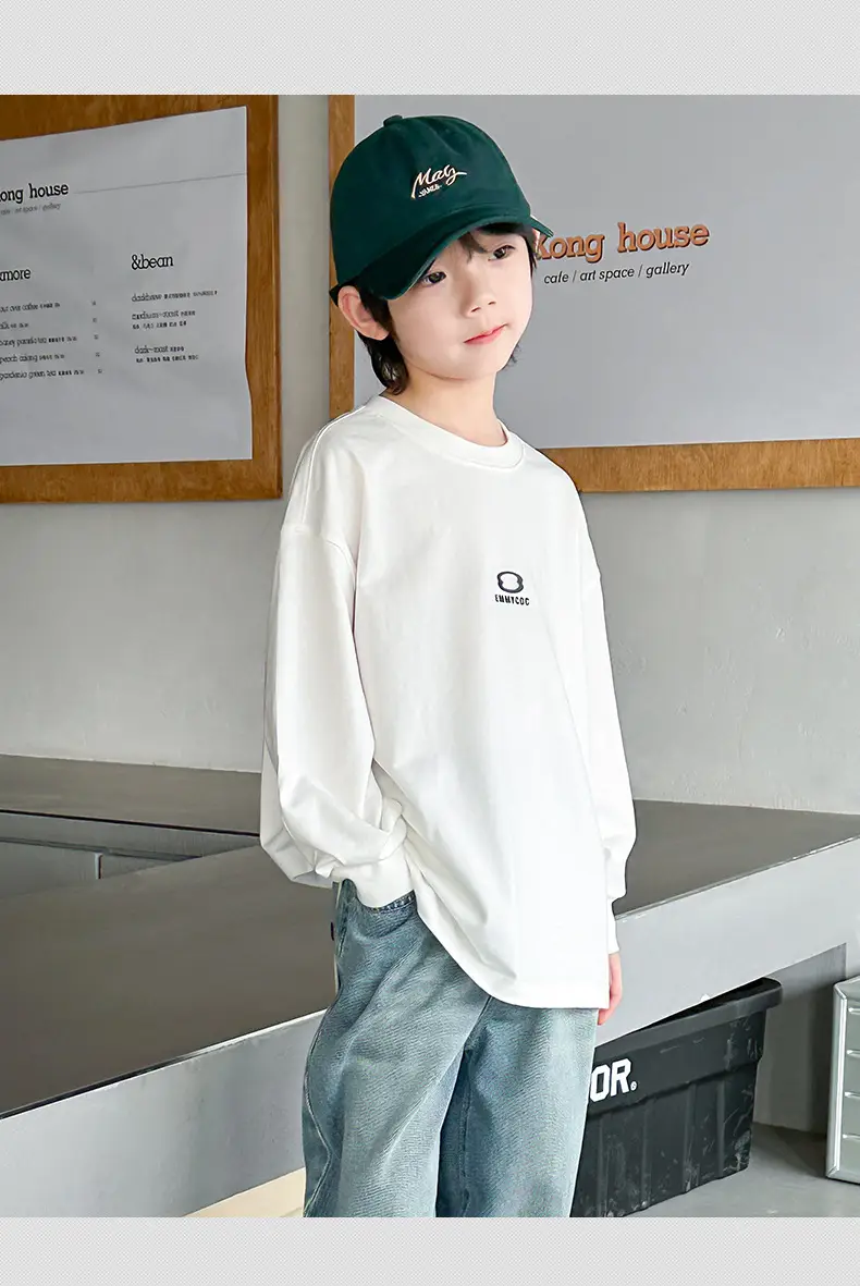 Boys Long Sleeve T-Shirt White Spring Autumn 2025 — feature 14
