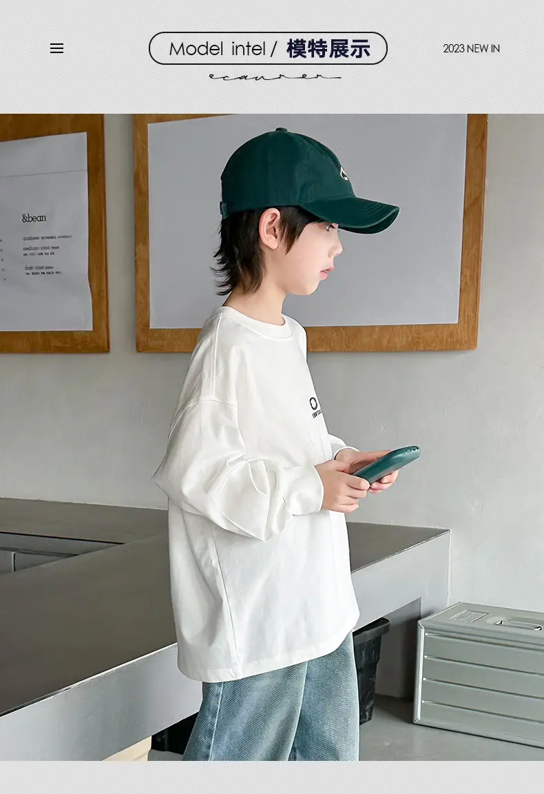 Boys Long Sleeve T-Shirt White Spring Autumn 2025 — feature 8