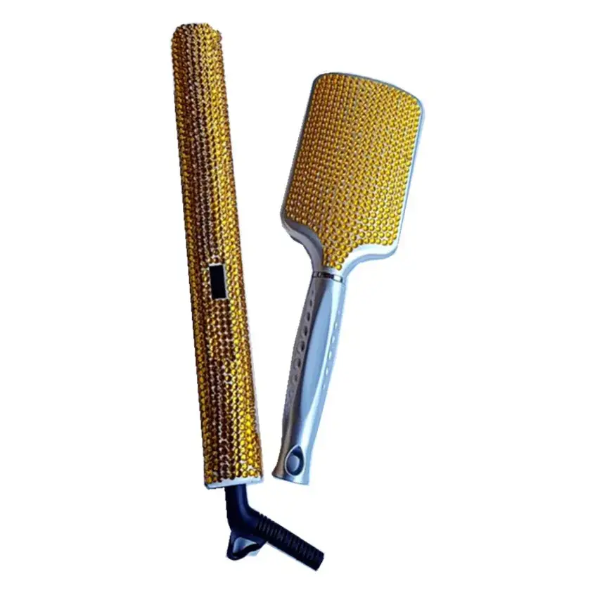 Diamond Hair Straightener Dryer with Gold Handle