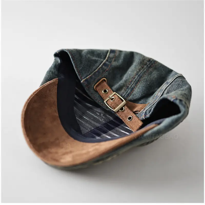 Vintage Denim Forward Cap Unisex Washed Faded - Image 7
