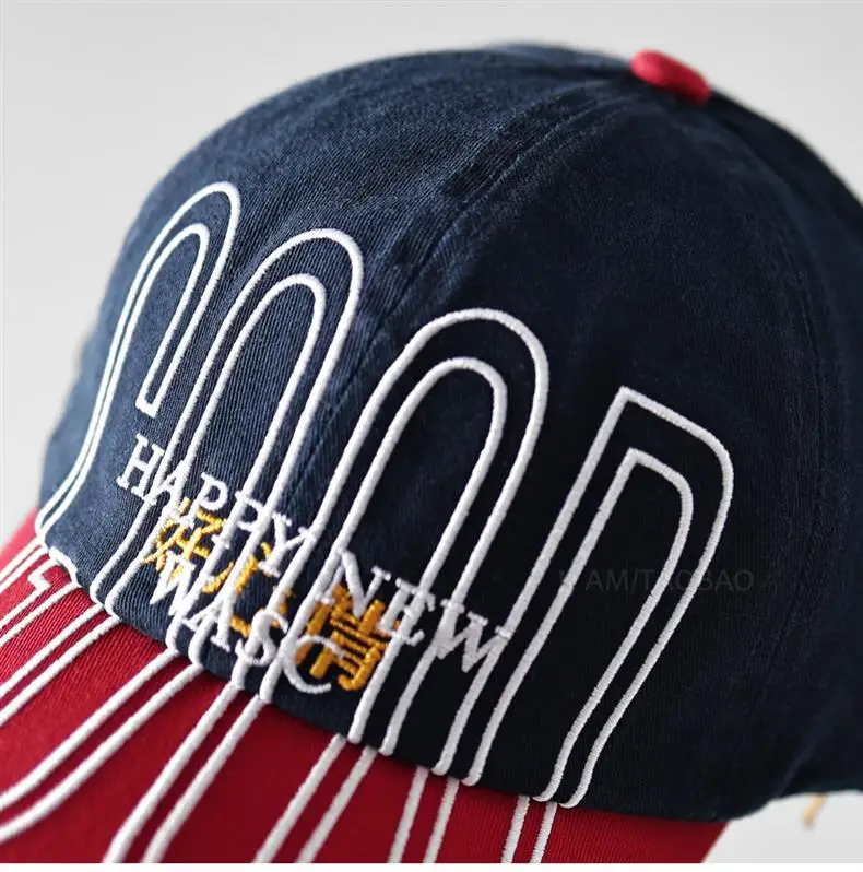Unisex Baseball Cap with Large Letter Embroidery Red Blue — feature 2