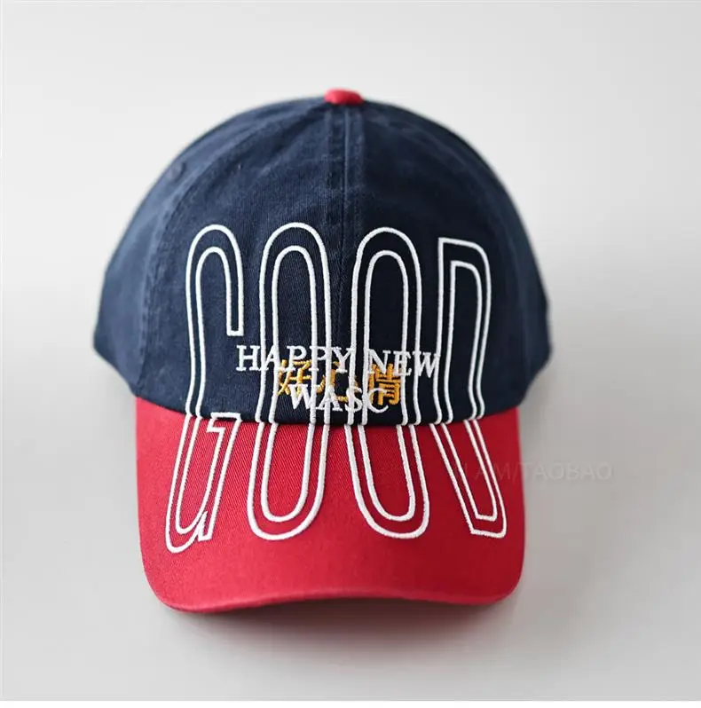 Unisex Baseball Cap with Large Letter Embroidery Red Blue — feature 8