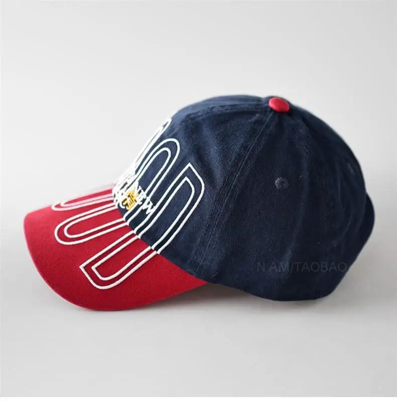 Unisex Baseball Cap with Large Letter Embroidery Red Blue — feature 9