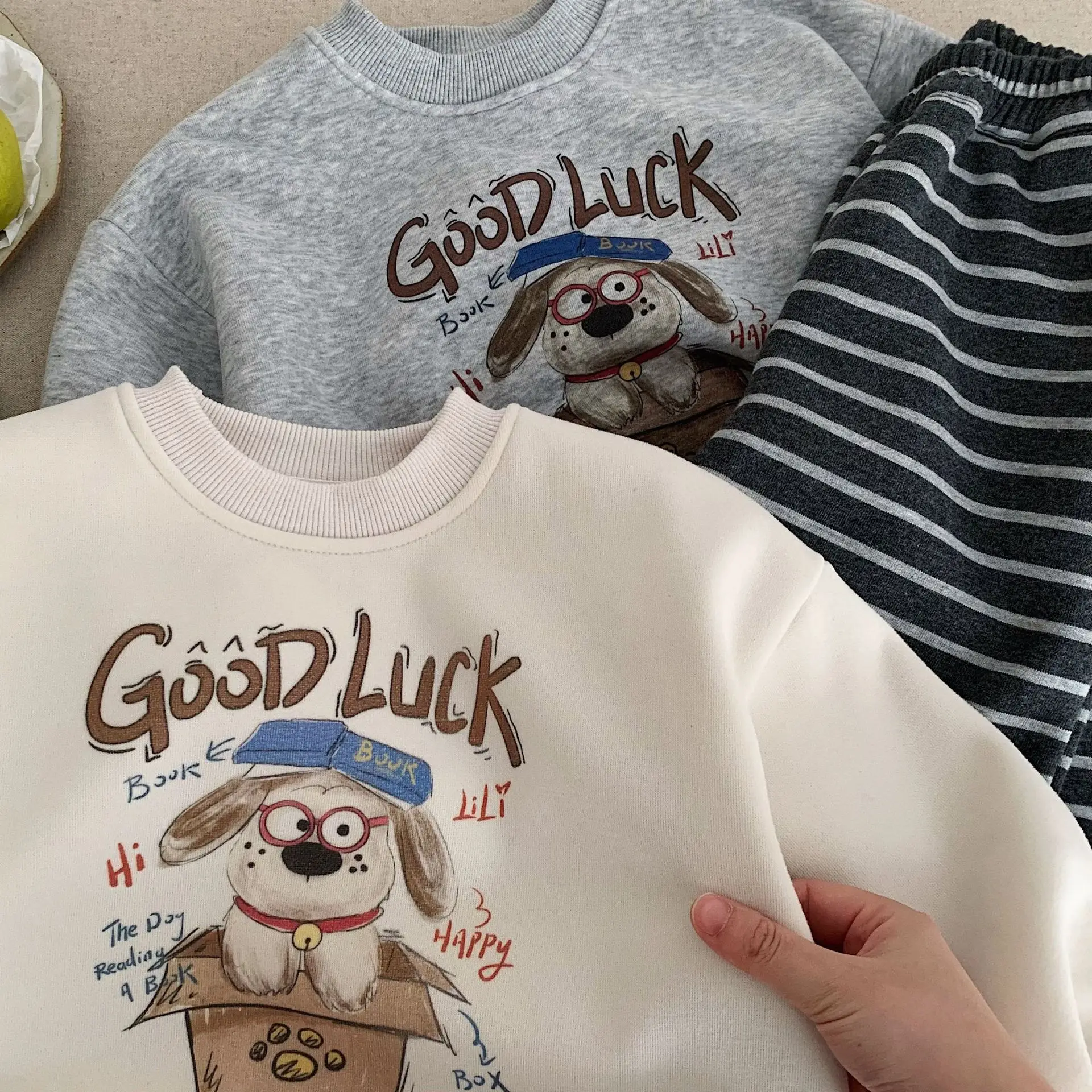 Toddler Fleece Lined Cartoon Sweatshirt White - Image 5