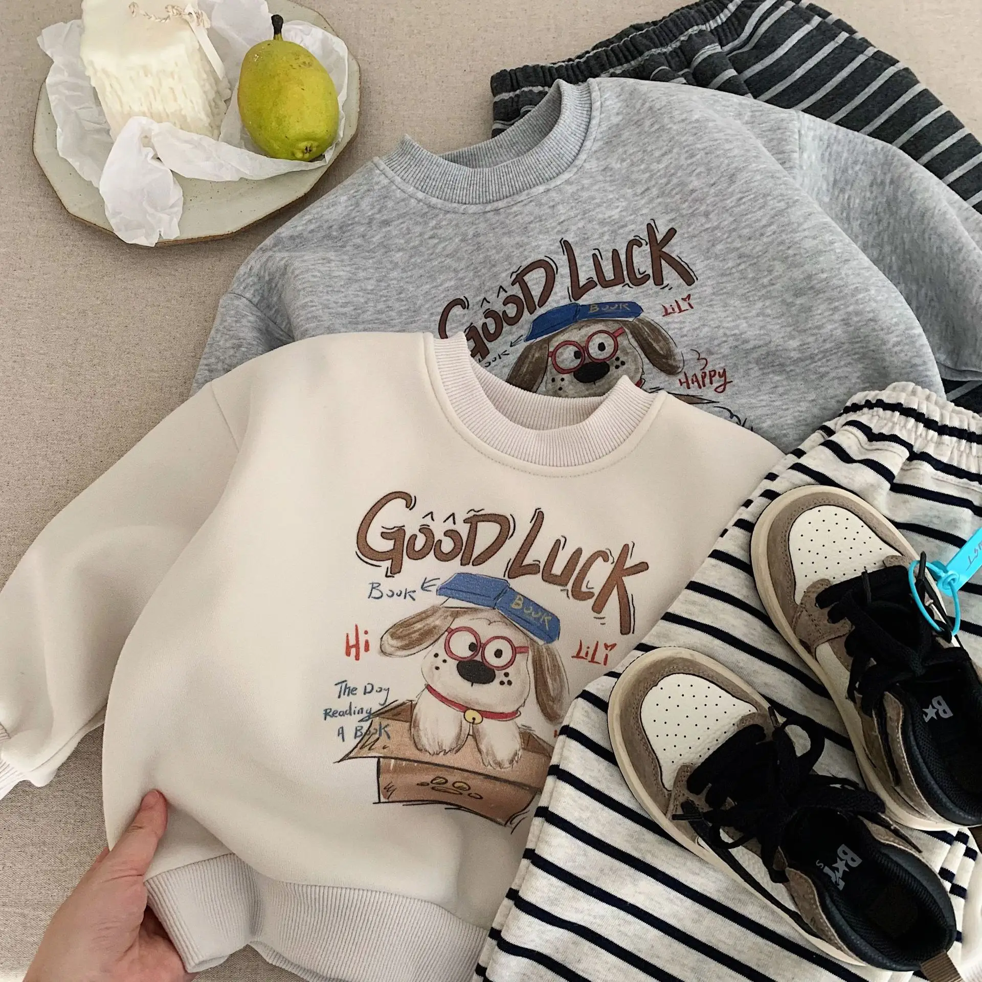 Toddler Fleece Lined Cartoon Sweatshirt White - Image 6