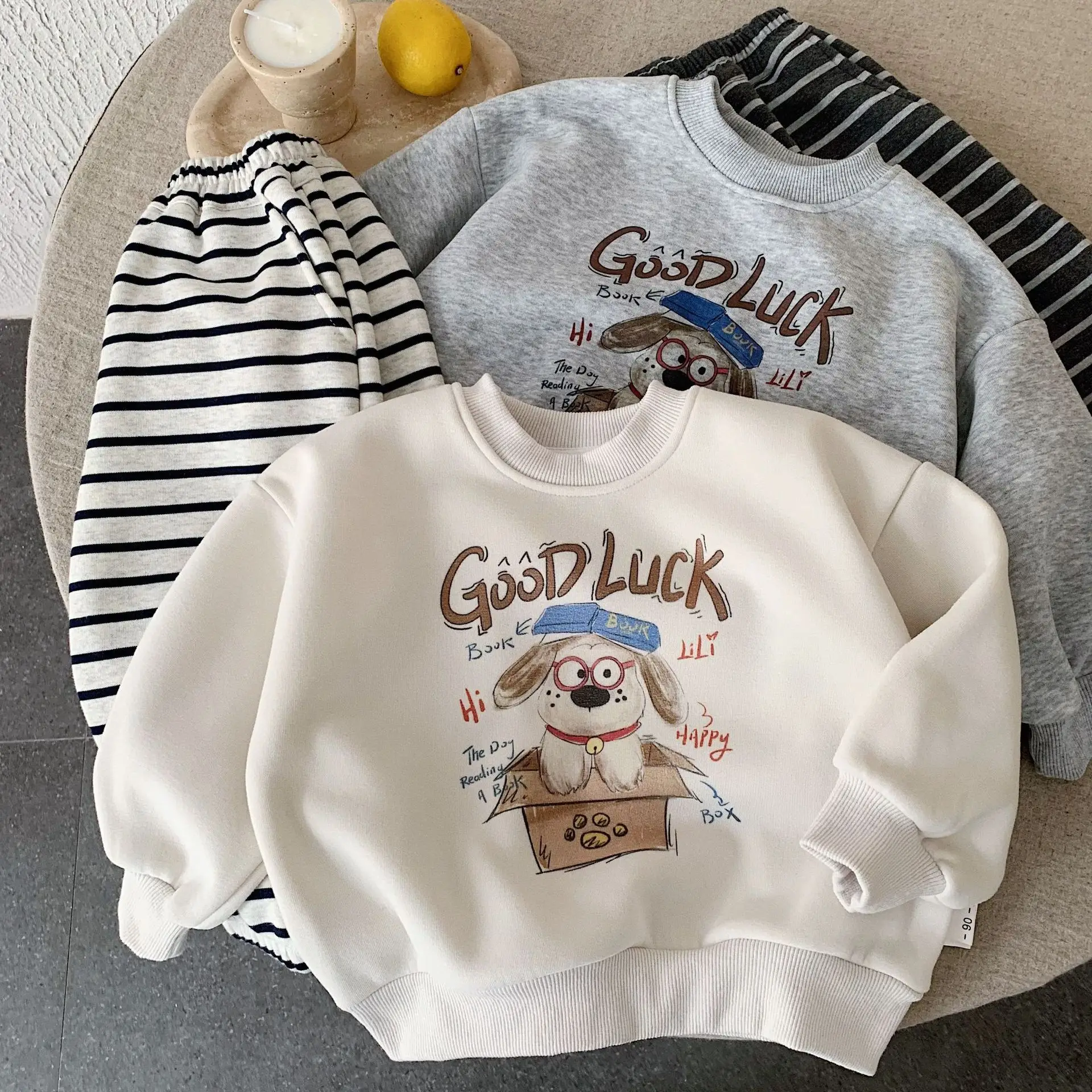 Toddler Fleece Lined Cartoon Sweatshirt White — feature 1