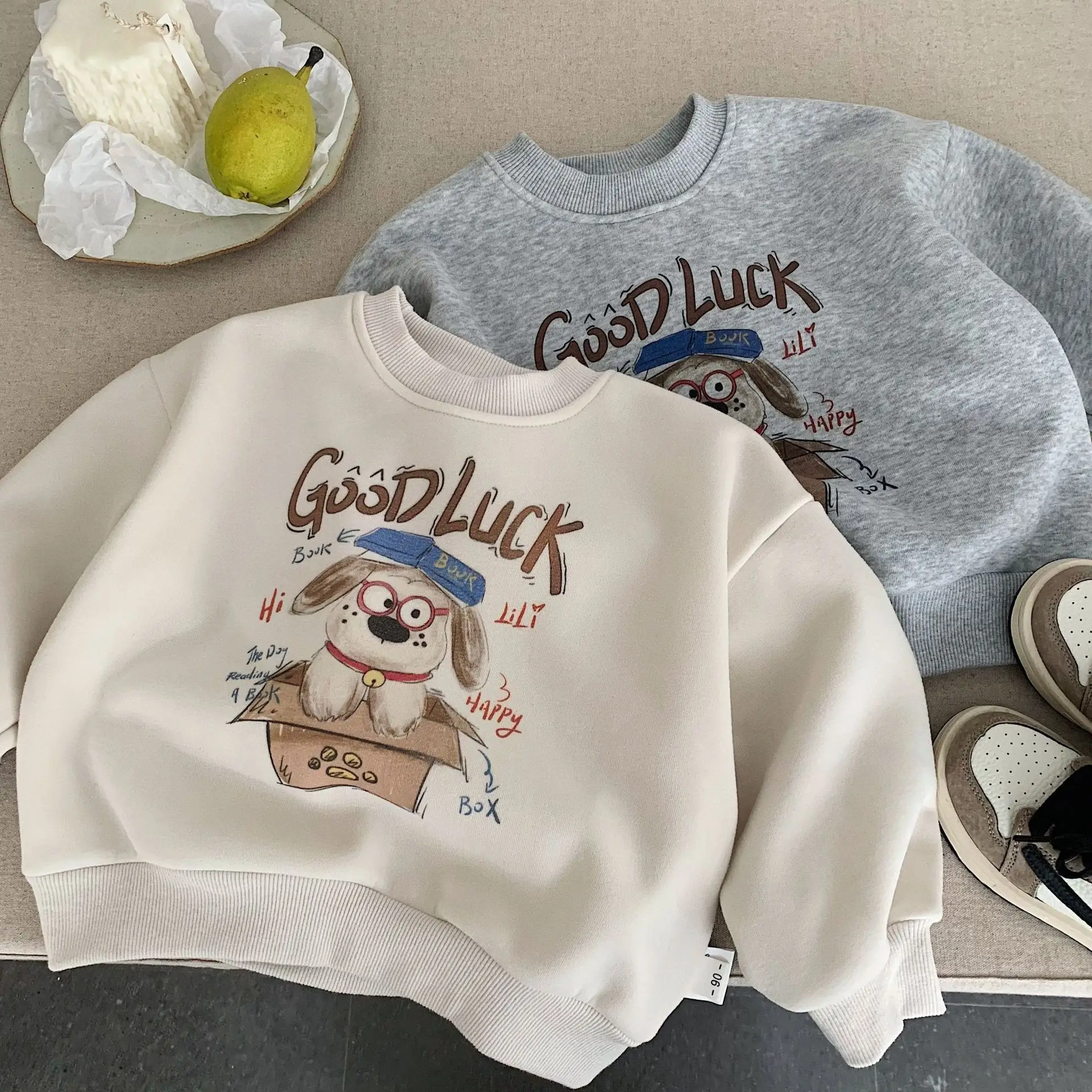 Toddler Fleece Lined Cartoon Sweatshirt White — feature 2