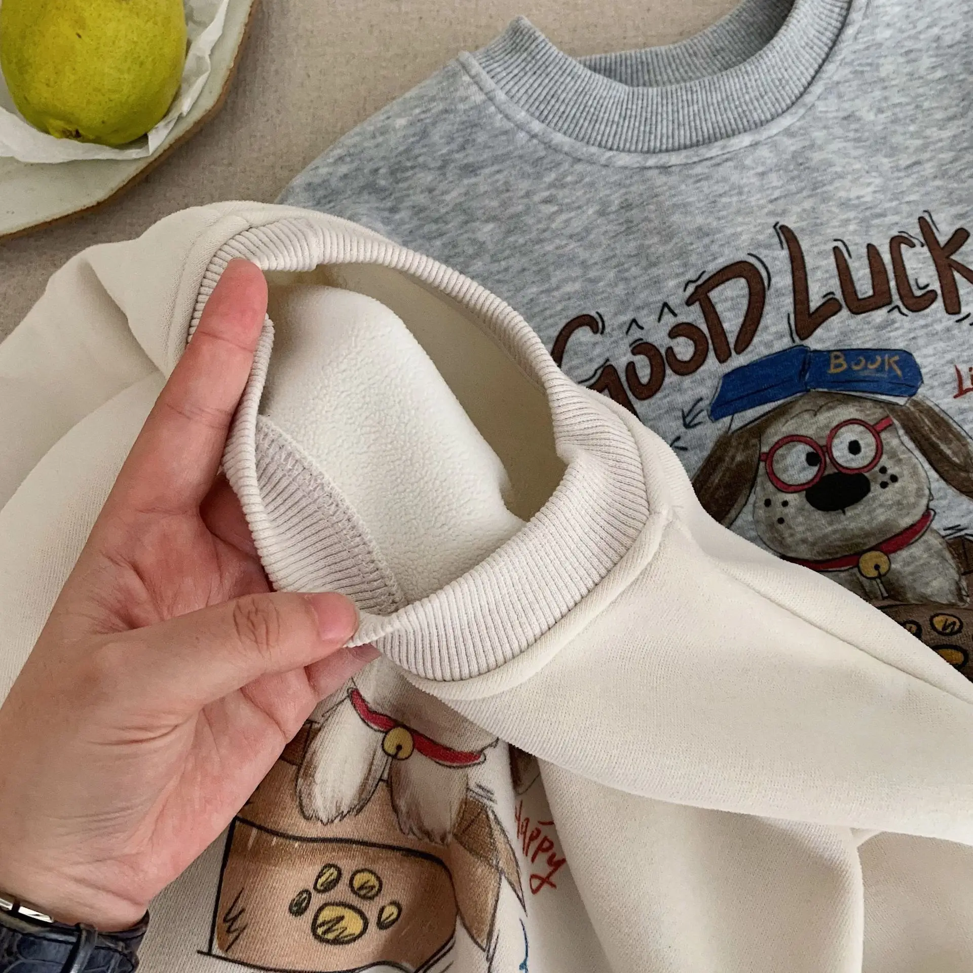 Toddler Fleece Lined Cartoon Sweatshirt White — feature 3