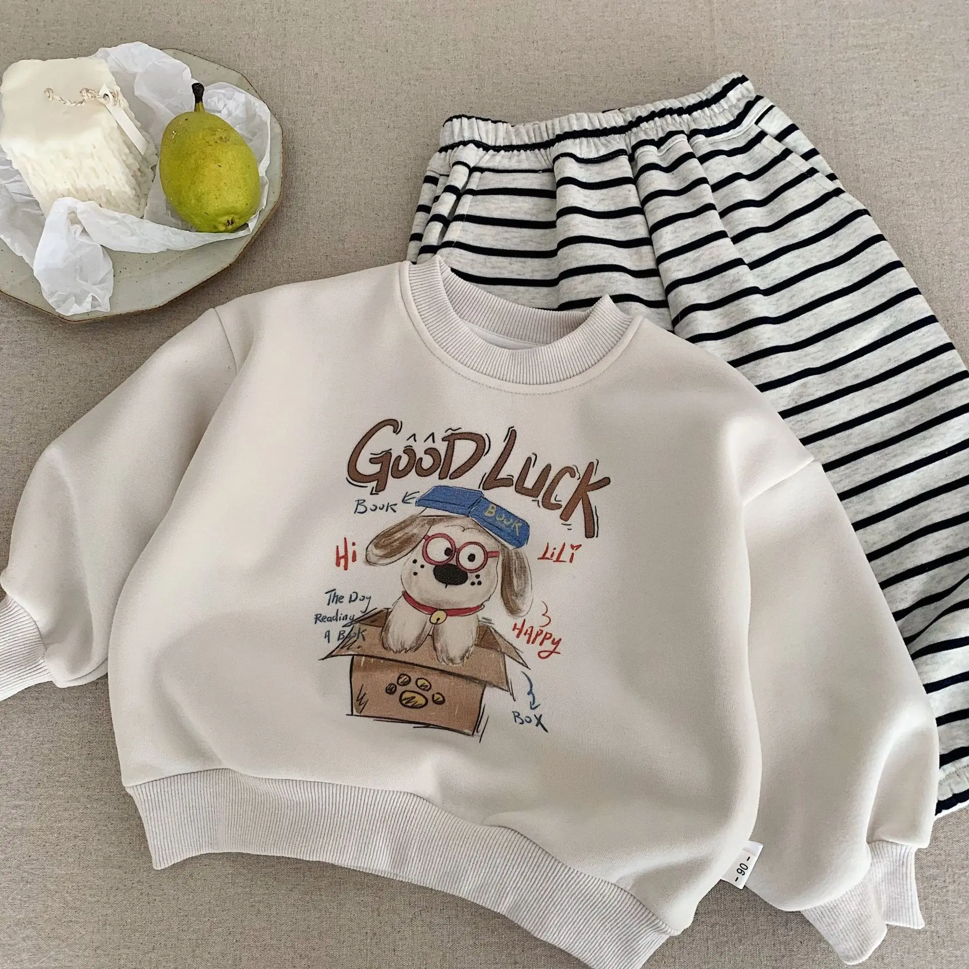 Toddler Fleece Lined Cartoon Sweatshirt White - Image 2