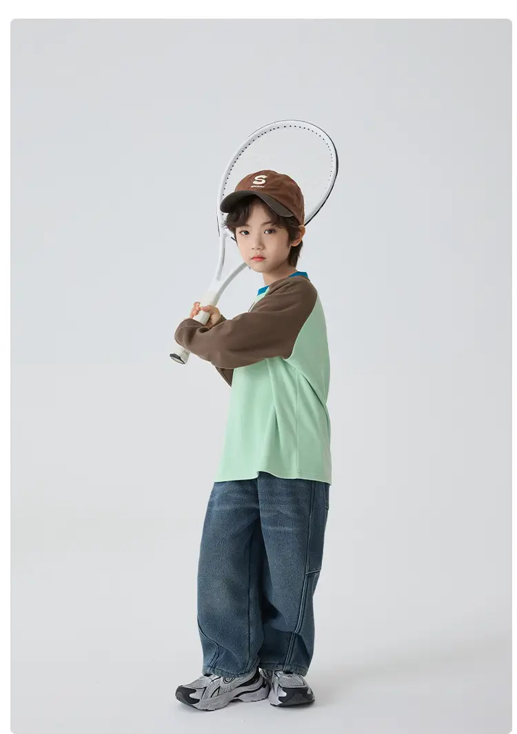 Haima Boys' Winter Raglan Sleeve T-Shirt Double De Velvet — feature 12