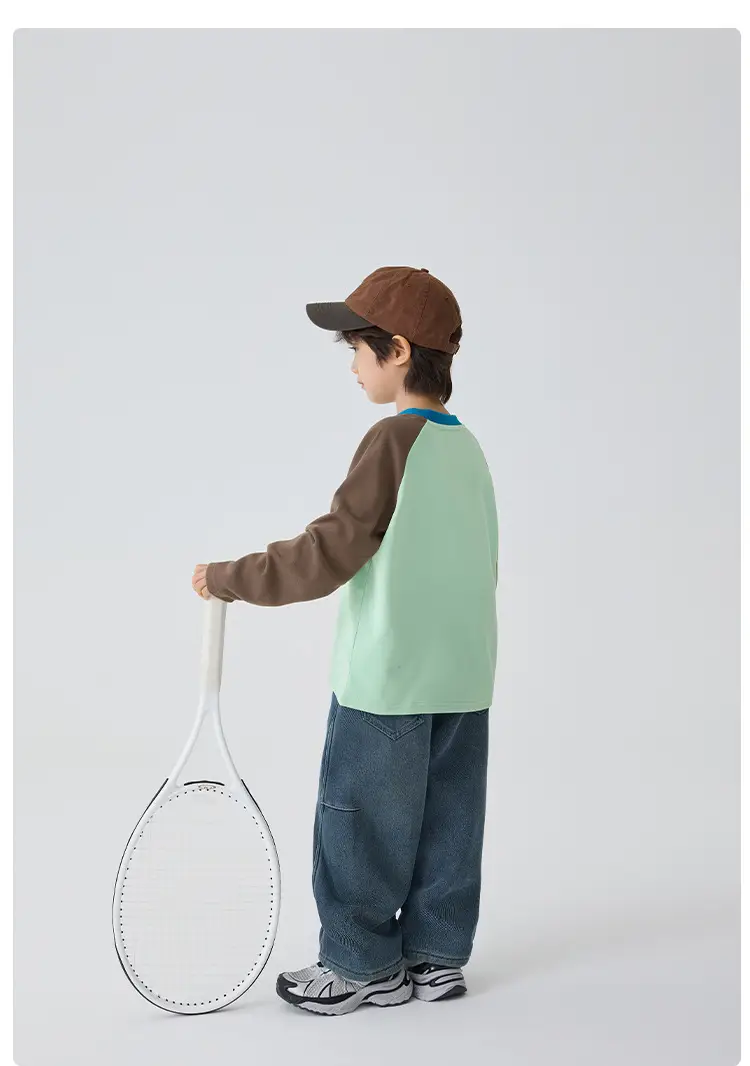 Haima Boys' Winter Raglan Sleeve T-Shirt Double De Velvet — feature 13