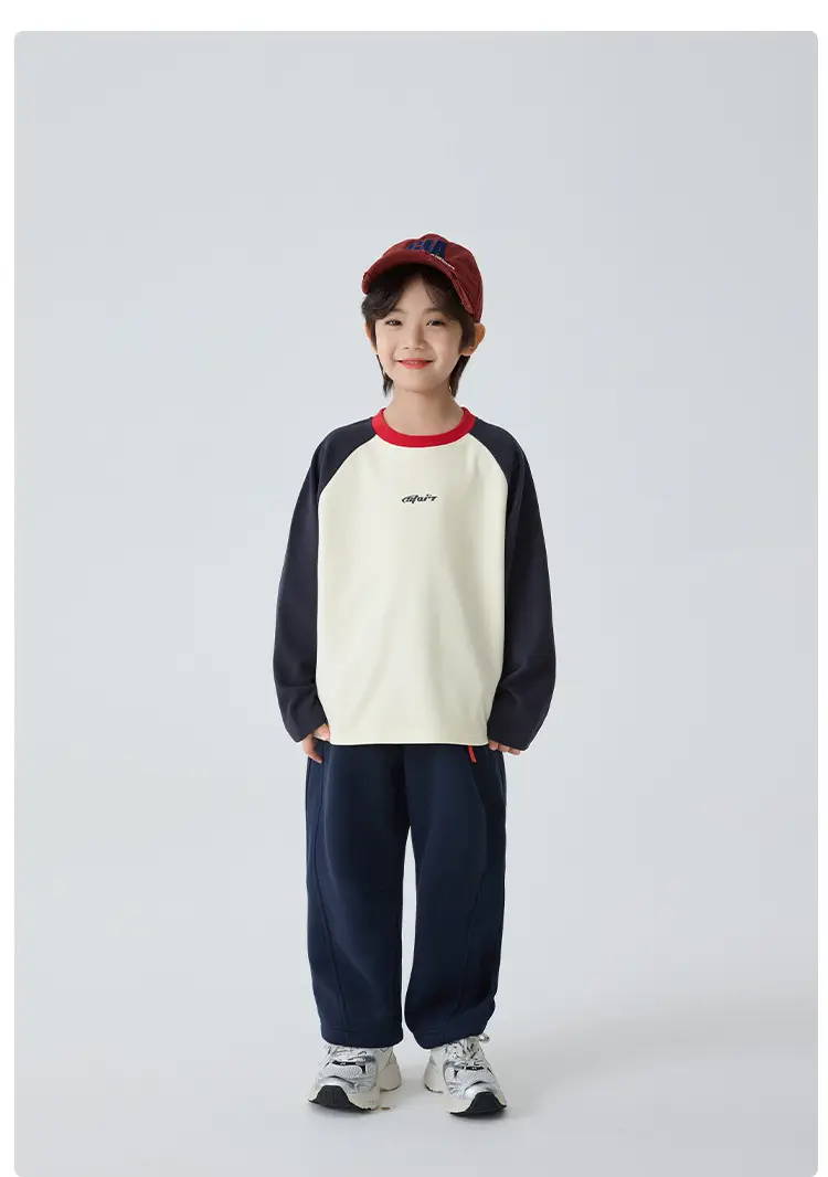 Haima Boys' Winter Raglan Sleeve T-Shirt Double De Velvet — feature 14