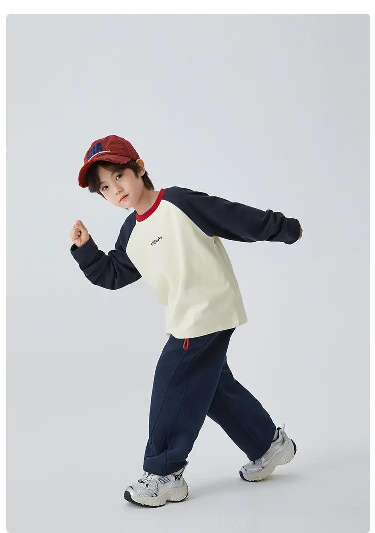 Haima Boys' Winter Raglan Sleeve T-Shirt Double De Velvet — feature 15