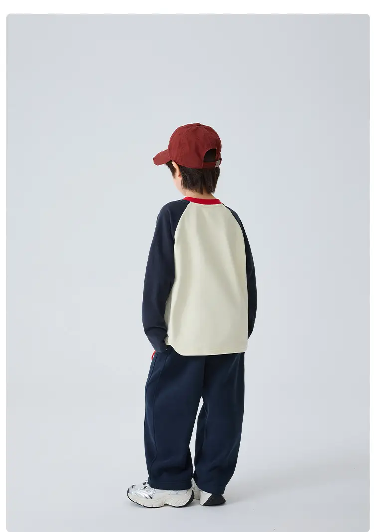 Haima Boys' Winter Raglan Sleeve T-Shirt Double De Velvet — feature 16