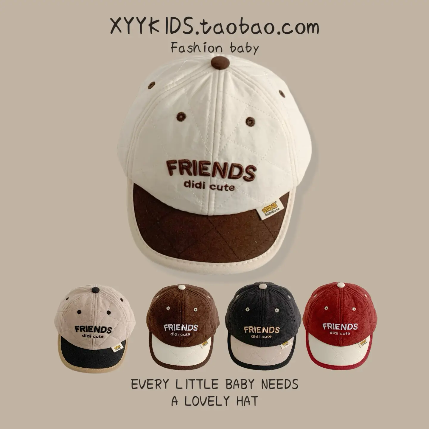 Baby Hat Winter Warm Quilted Unisex Baseball Cap with Embroidered Letters Korean Version - Image 9