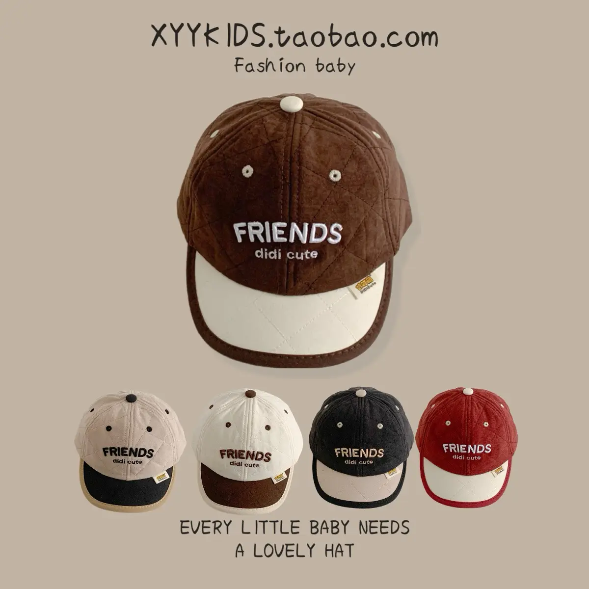 Baby Hat Winter Warm Quilted Unisex Baseball Cap with Embroidered Letters Korean Version β feature 7
