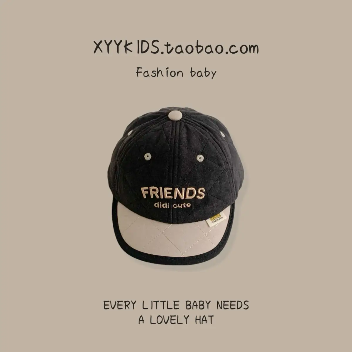 Baby Hat Winter Warm Quilted Unisex Baseball Cap with Embroidered Letters Korean Version - Image 2