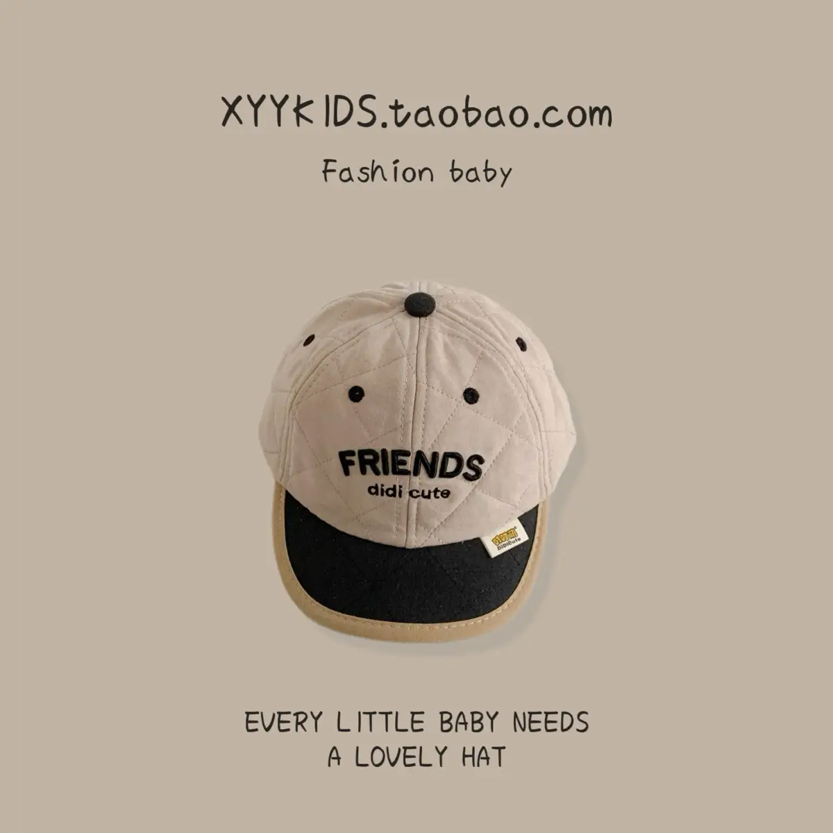 Baby Hat Winter Warm Quilted Unisex Baseball Cap with Embroidered Letters Korean Version - Image 3