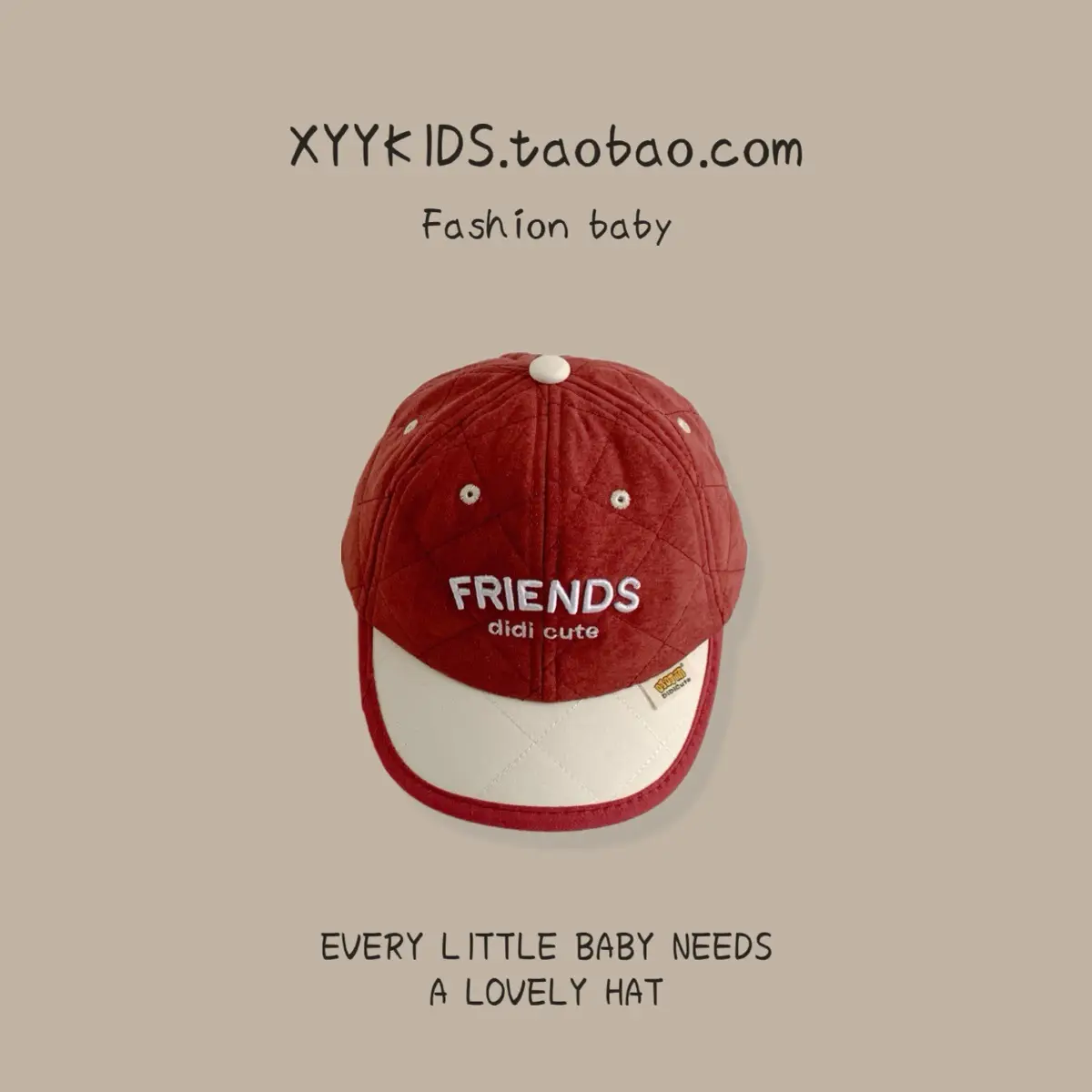 Baby Hat Winter Warm Quilted Unisex Baseball Cap with Embroidered Letters Korean Version - Image 4
