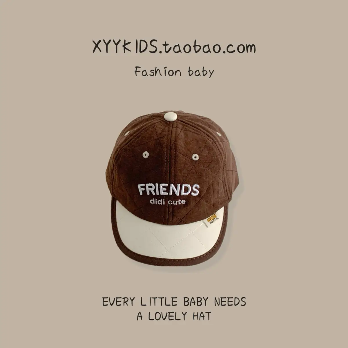 Baby Hat Winter Warm Quilted Unisex Baseball Cap with Embroidered Letters Korean Version - Image 5