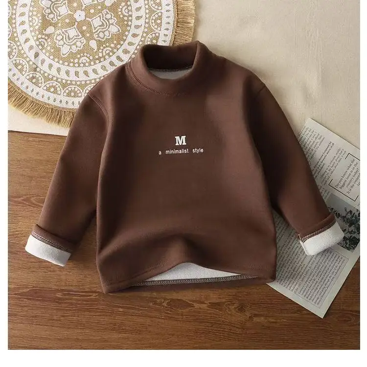 White Fleece Long Sleeve T-Shirt for Boys Girls - Image 2