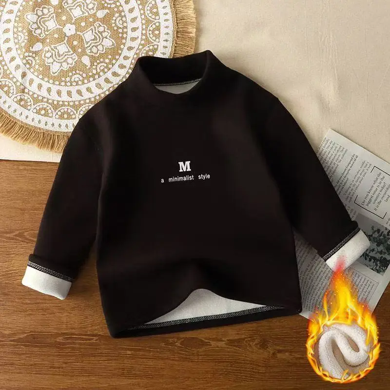 White Fleece Long Sleeve T-Shirt for Boys Girls - Image 3