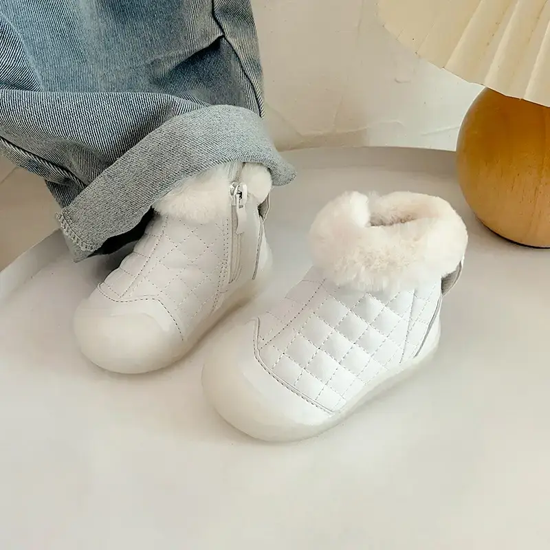 Pink Fleece Lined Baby Snow Boots for Girls