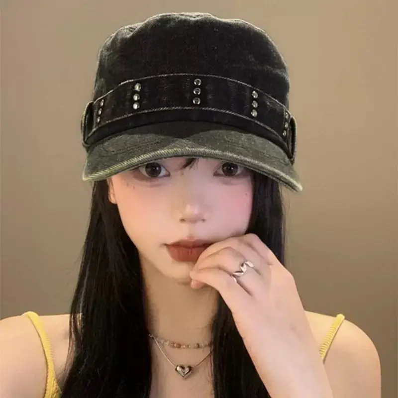 Women Vintage Washed Duckbill Cap Large Circumference - Image 2
