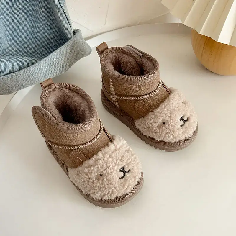 Toddler Velvet Snow Boots Cartoon Bear Autumn Winter