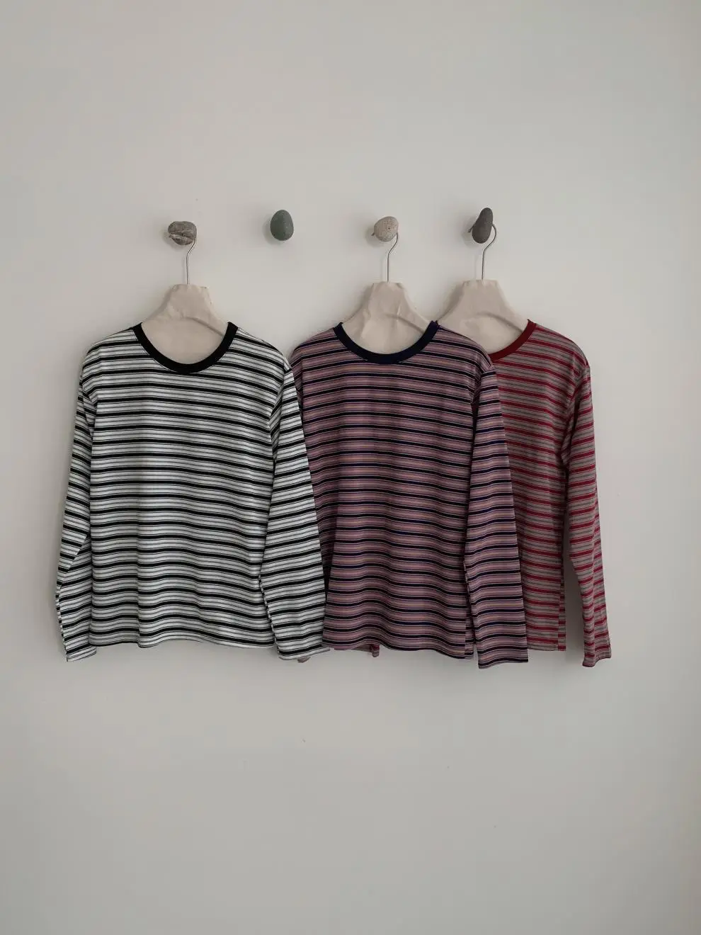 Women Striped Long Sleeve T-Shirt Brown Loose Fit — feature 1