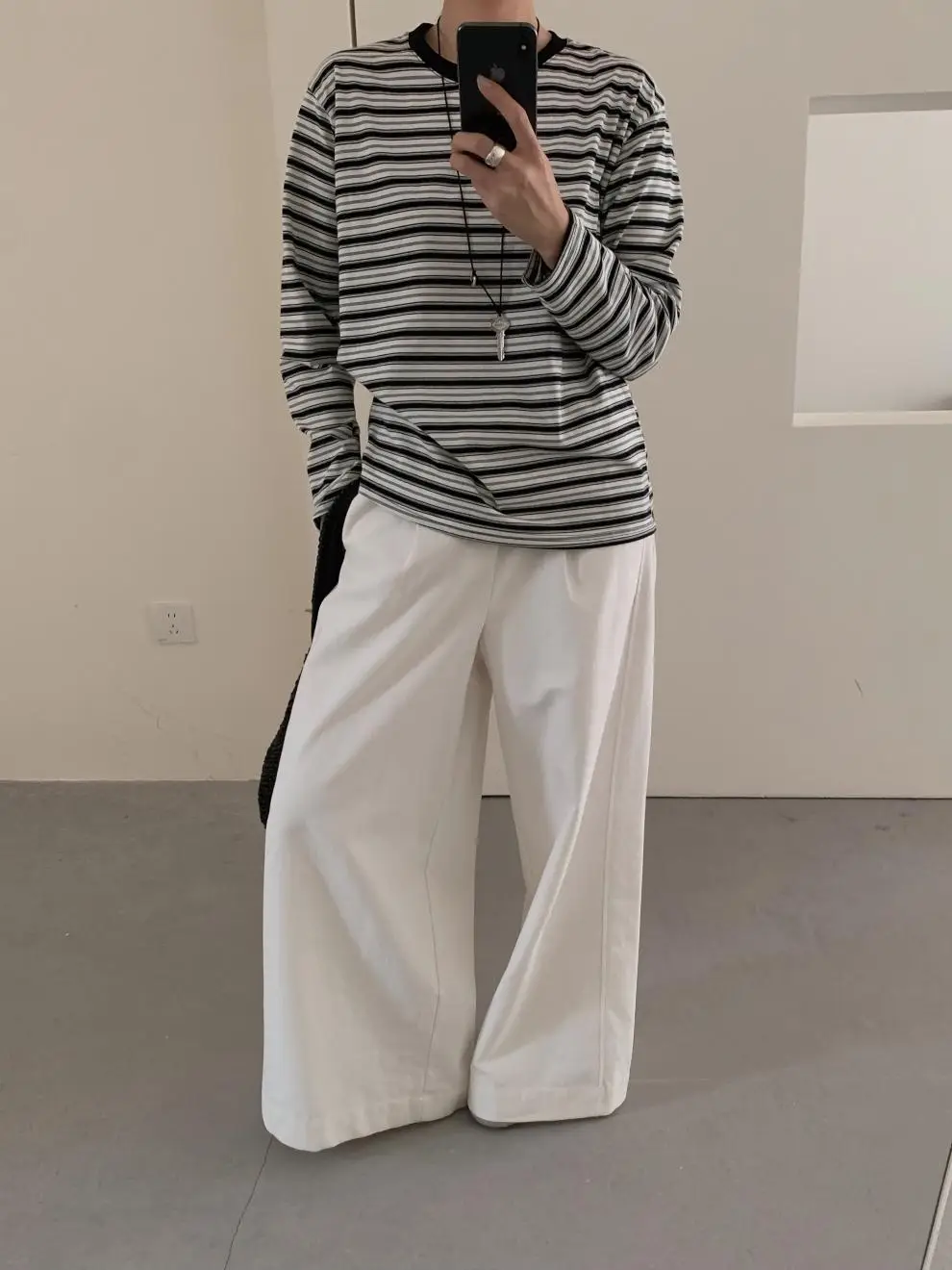 Women Striped Long Sleeve T-Shirt Brown Loose Fit — feature 18