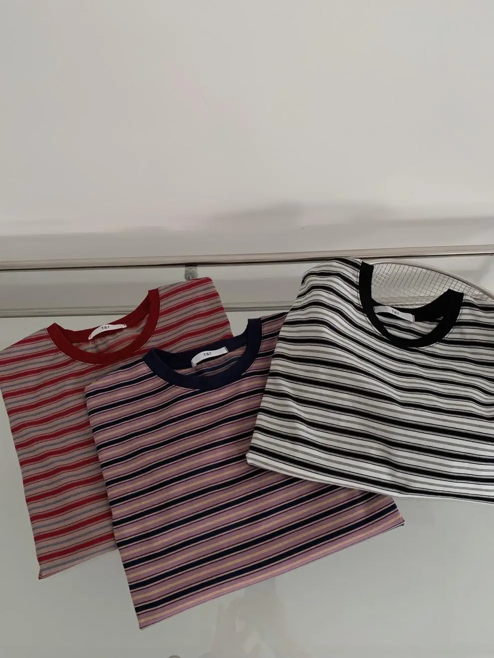 Women Striped Long Sleeve T-Shirt Brown Loose Fit — feature 2