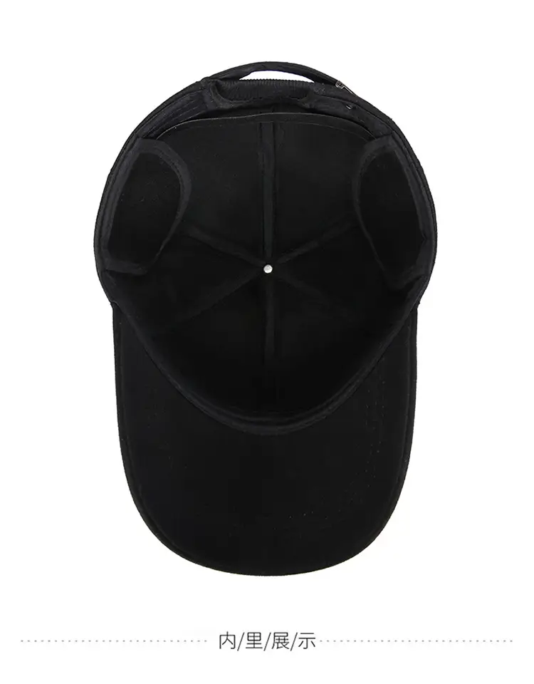 Winter Men's Black Wool Cap with Ear Protection — feature 10