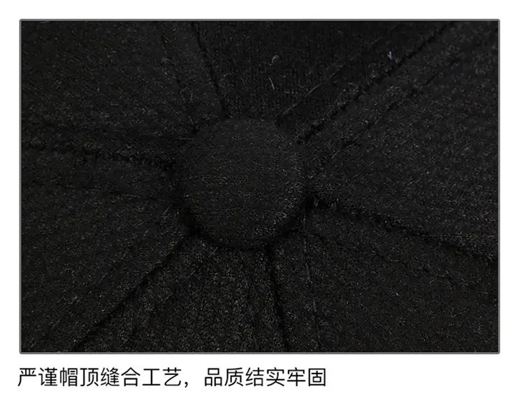 Winter Men's Black Wool Cap with Ear Protection — feature 12