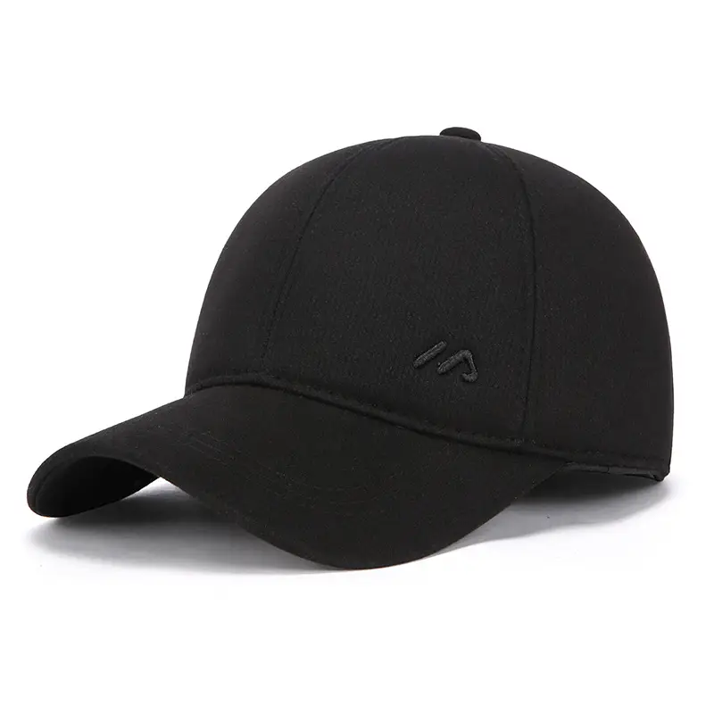 Winter Men's Black Wool Cap with Ear Protection - Image 2