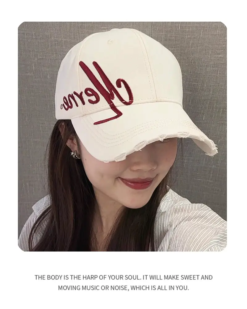 Women Maroon Embroidered Baseball Cap Sunshade — feature 6