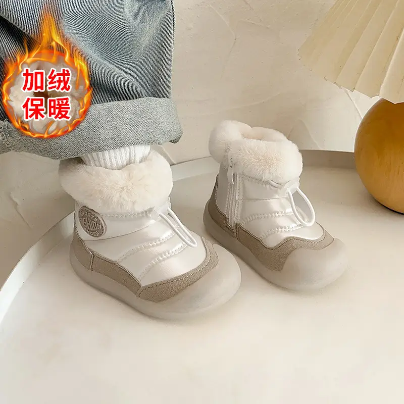 Baby Snow Boots, Boys' Fleece-Lined Cotton Shoes, Baby Toddler Shoes, Soft Soles, 0 to 1 Year Old Baby Shoes, Women's Autumn and Winter - Image 3