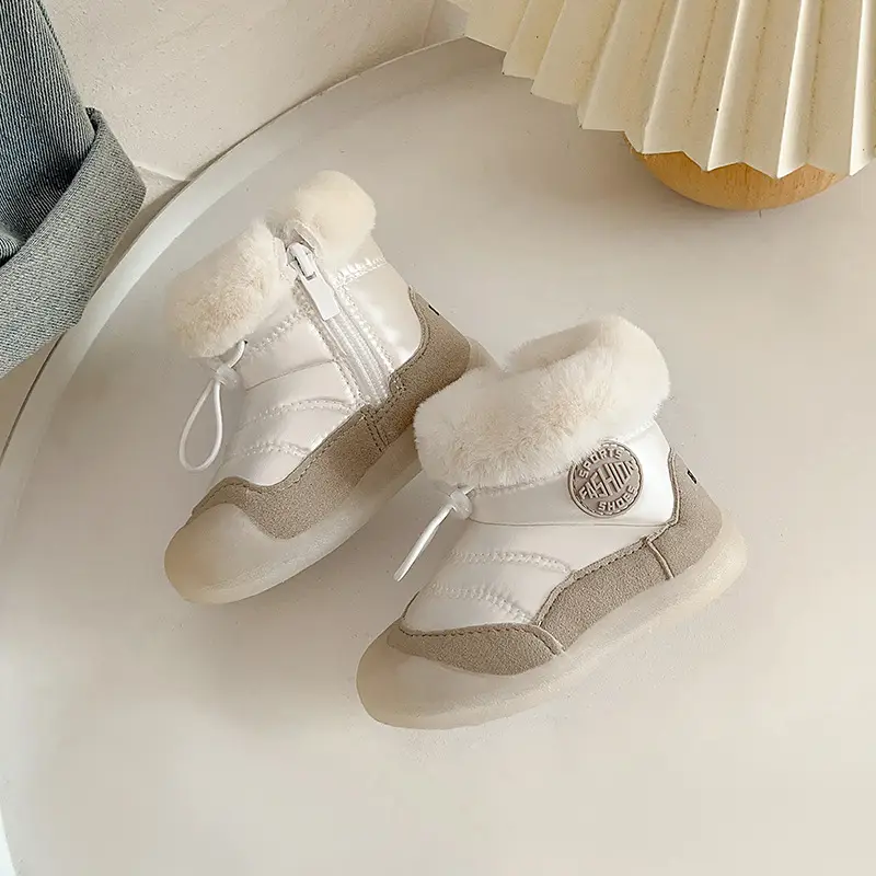 Baby Snow Boots, Boys' Fleece-Lined Cotton Shoes, Baby Toddler Shoes, Soft Soles, 0 to 1 Year Old Baby Shoes, Women's Autumn and Winter
