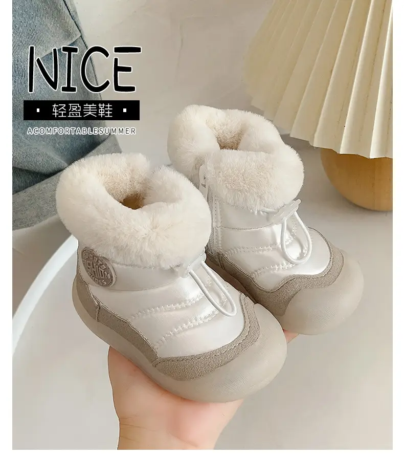 Baby Snow Boots, Boys' Fleece-Lined Cotton Shoes, Baby Toddler Shoes, Soft Soles, 0 to 1 Year Old Baby Shoes, Women's Autumn and Winter — feature 2